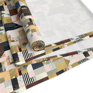 Runner da tavola con motivo geometrico patchwork, moderno misto cotone-poliestere per la sala da pranzo immagine 14
