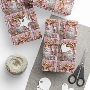 Pink and Gold Christmas Wrapping Paper Modern Festive Gift Wrap image 10