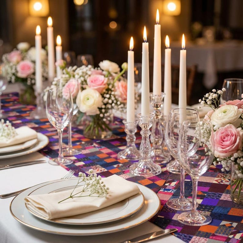 Patchwork Plaid Pattern Table Runner | Cotton Poly image 3