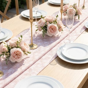 Pink Floral Lace Pattern Table Runner | Cotton Poly