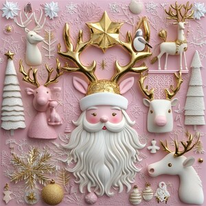 Pink and Gold Christmas Wrapping Paper Modern Festive Gift Wrap image 1