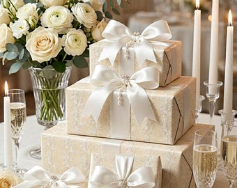 Beige Marble Pattern Wrapping Paper | Elegant, Handcrafted Gift Wrap Roll for Weddings, Birthdays, and Seasonal Celebrations