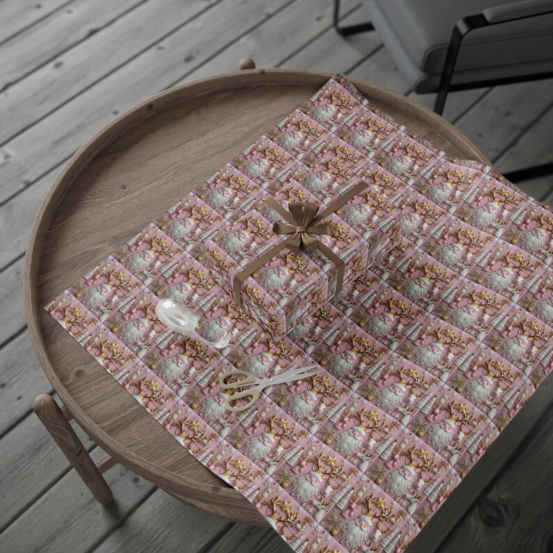 Pink and Gold Christmas Wrapping Paper Modern Festive Gift Wrap image 5