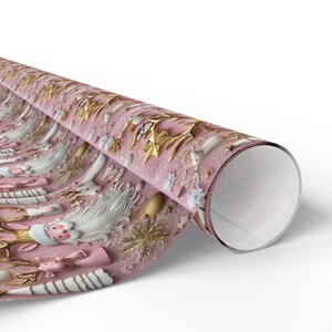 Pink and Gold Christmas Wrapping Paper Modern Festive Gift Wrap image 9