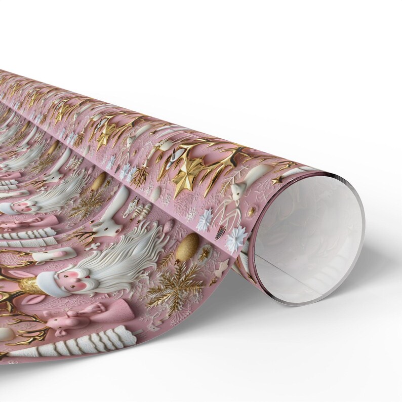 Pink and Gold Christmas Wrapping Paper Modern Festive Gift Wrap image 9