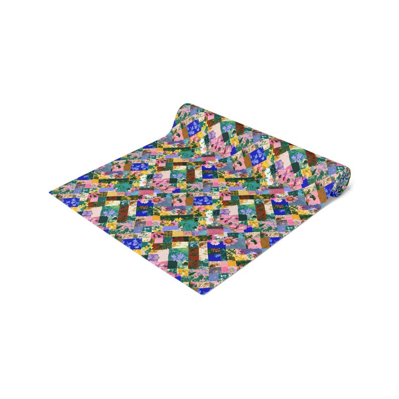 Floral Table Runner with Patchwork Design | Cotton or Polyester Options image 8