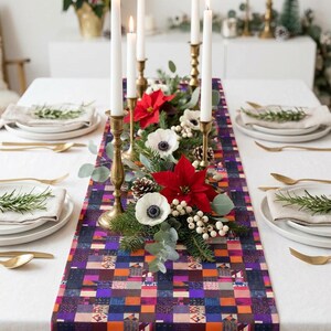 Patchwork Plaid Pattern Table Runner | Cotton Poly image 14
