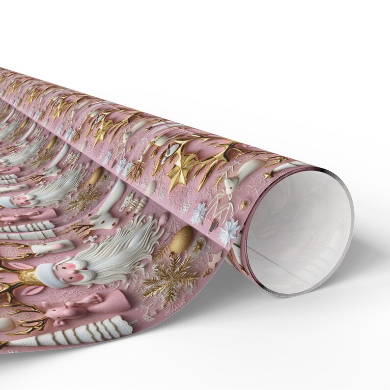 Pink and Gold Christmas Wrapping Paper Modern Festive Gift Wrap image 3