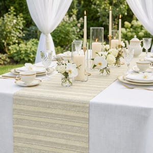 Neutral Stripe Table Runner in Cotton or Polyester | Versatile Dining Decor