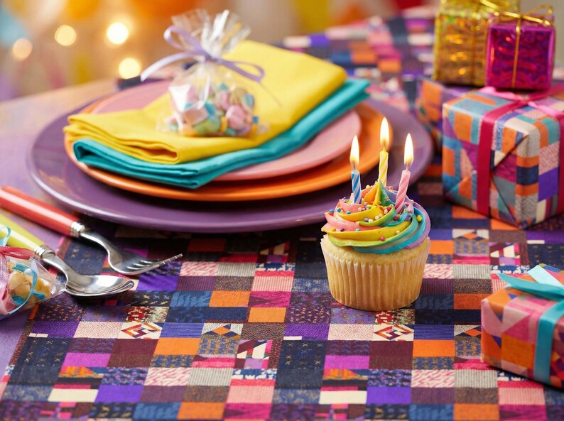 Patchwork Plaid Pattern Table Runner | Cotton Poly image 2