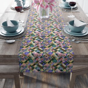 Floral Table Runner with Patchwork Design | Cotton or Polyester Options image 20