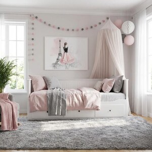 Elegant Parisian Chic Wall Art Woman in Dress by Eiffel Tower Fashion Illustration Canvas Print image 4