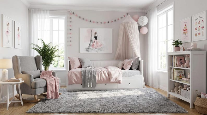 Elegant Parisian Chic Wall Art Woman in Dress by Eiffel Tower Fashion Illustration Canvas Print image 4