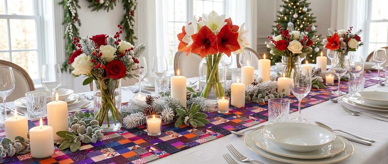 Patchwork Plaid Pattern Table Runner | Cotton Poly image 15