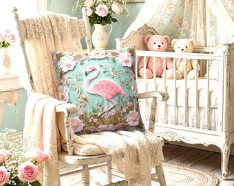 Pink Flamingo Decor Pillow Cover, Tropical Floral Cushion with Hidden Zipper