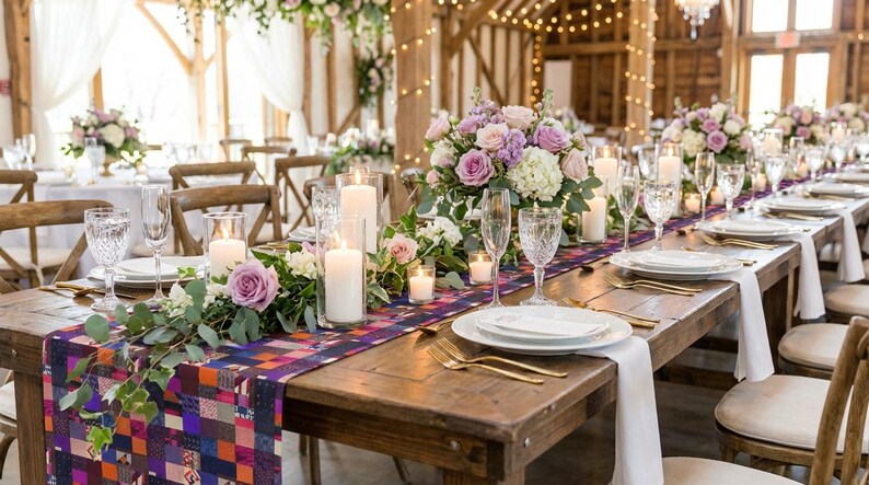 Patchwork Plaid Pattern Table Runner | Cotton Poly image 6