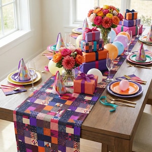 Patchwork Plaid Pattern Table Runner | Cotton Poly