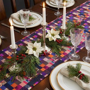 Patchwork Plaid Pattern Table Runner | Cotton Poly image 16