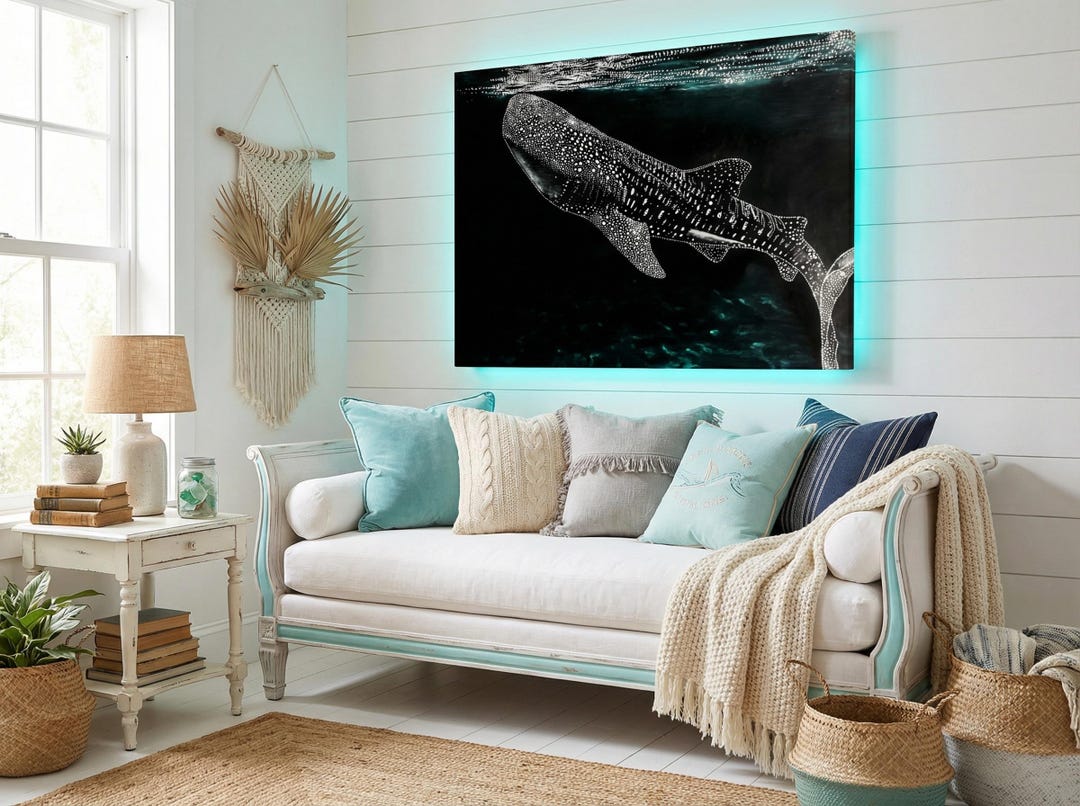 Whale Shark Wall Art Canvas | Ocean Wildlife Print | Marine Life Decor ...