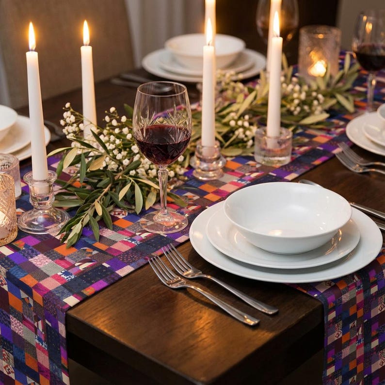 Patchwork Plaid Pattern Table Runner | Cotton Poly image 11