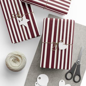 Luxurious Burgundy and White Striped Wrapping Paper