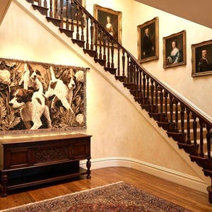 Vintage geweven deken jachthonden | Tapijtworp, jachthondpatroon