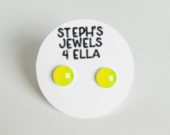 Mini Faceted Earrings in Sparkle Neon Yellow | Hypo-Allergenic • Nickel-Free • Metal Free | No Metal Earrings