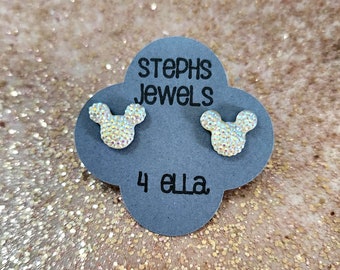 Sparkle Mouse Earrings in Sparkle Clear Rainbow | Hypo-Allergenic • Nickel-Free • Metal Free | No Metal Earrings