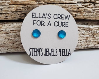 Diabetes Awareness Month Earrings Small Blue Faceted Circle | Ella's Crew For A Cure JDRF | Hypo-Allergenic Nickel-Free Acrylic Earrings