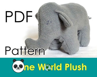 Asian Elephant Stuffed Animal Plush PDF Sewing Pattern Printable Downlaod