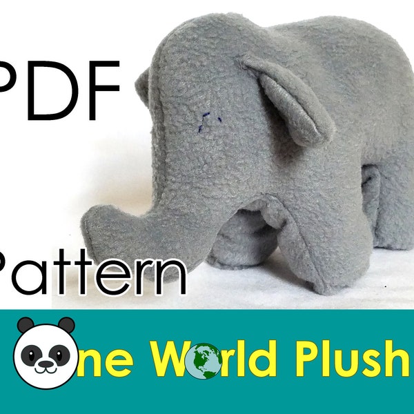 Asian Elephant Stuffed Animal Plush PDF Sewing Pattern Printable Downlaod