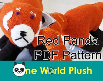 Red PANDA PDF PATTERN for stuffed plush animal endangered species Charity donation World Wildlife Fund