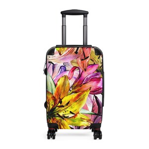 Carry On Luggage, Matching Luggage, Rolling Luggage, Yellow Lily, Floral Luggage, Carry-on Luggage, Suitcase, Cabin Luggage