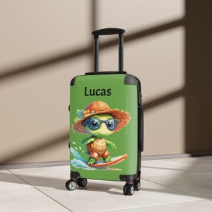 Personalized Kids Carry On Luggage Rolling Luggage Kids Suitcase Kids Luggage Carry-on Luggage Child Suitcase Surfing Turtle Luggage