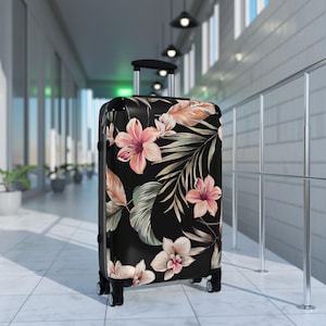 Carry On Luggage, Matching Luggage, Rolling Luggage, Orchids, Floral Luggage, Carry-on Luggage, Suitcase, Cabin Luggage, Black suitcase
