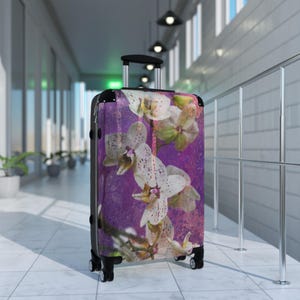 Carry On Luggage, Matching Luggage, Rolling Luggage, Orchids, Floral Luggage, Carry-on Luggage, Suitcase, Cabin Luggage, Purple suitcase