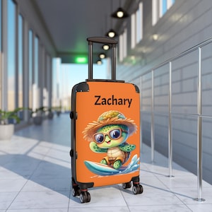 Personalized Kids Carry On Luggage, Rolling Luggage, Kids Suitcase, Kids Luggage, Carry-on Luggage, Child Suitcase, Surfing Turtle Luggage