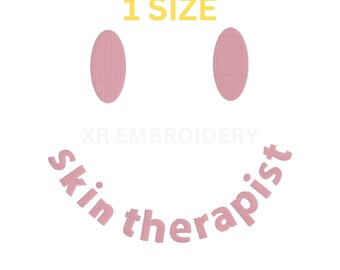 Diseño de bordado para terapeuta de la piel / Esteticista de cara feliz (Descarga digital)