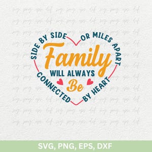 famille sera toujours unie par coeur, côte à côte ou à des kilomètres de distance Svg | Réunion de famille Svg, arbre généalogique Svg, arbre de vie Svg Png Eps Dxf
