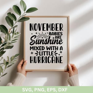 Les bébés de novembre sont un mélange de soleil et d'un peu d'ouragan Svg | Fille de novembre Svg | reines sont nées en novembre | Anniversaire fille png dxf eps