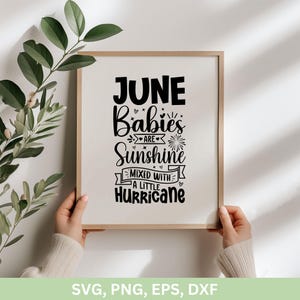 Juni-Geburtstags-Mädchen-Svg, Juni-Babys sind Sonnenschein gemischt mit einem kleinen Hurrikan-Svg, Juni-Mädchen-Shirt, Königinnen werden im Juni geboren