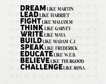 Black History Svg | Dream Like Martin Svg Design Cricut Png Icon | Best Black History Month T-Shirts Gifts Svg Png, Black Girl Magic Eps Dxf