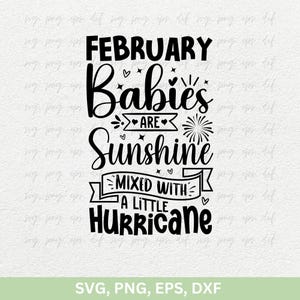 Niña de febrero Svg, Los bebés de febrero son rayos de sol mezclados con un poco de huracán Svg, Las reinas nacen en febrero, Niña de cumpleaños png dxf eps