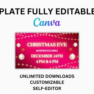 Editable Church Christmas Eve Service Canva Template | Digital Holiday Worship Flyer