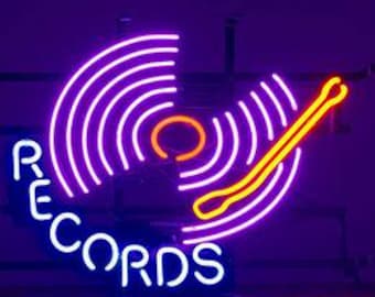 Neon Records Glass Custom Sign