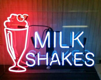 Neon Milk Shakes Restaurant Sign