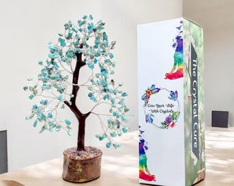 Turquoise Gemstone Bonsai Tree | Handcrafted Crystal Tree of Life | Healing Decor for Home & Office | Feng Shui Energy | Unique Gift | Gift