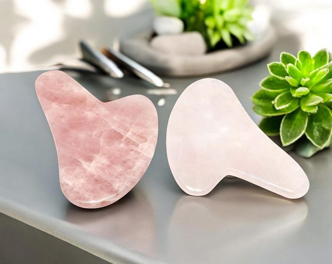 Rose Quartz Gua Sha Tool | Heart Chakra Healing Scraping Plate | Natural Crystal Facial Massage | Anti-Aging Skincare | Self-Love Ritual