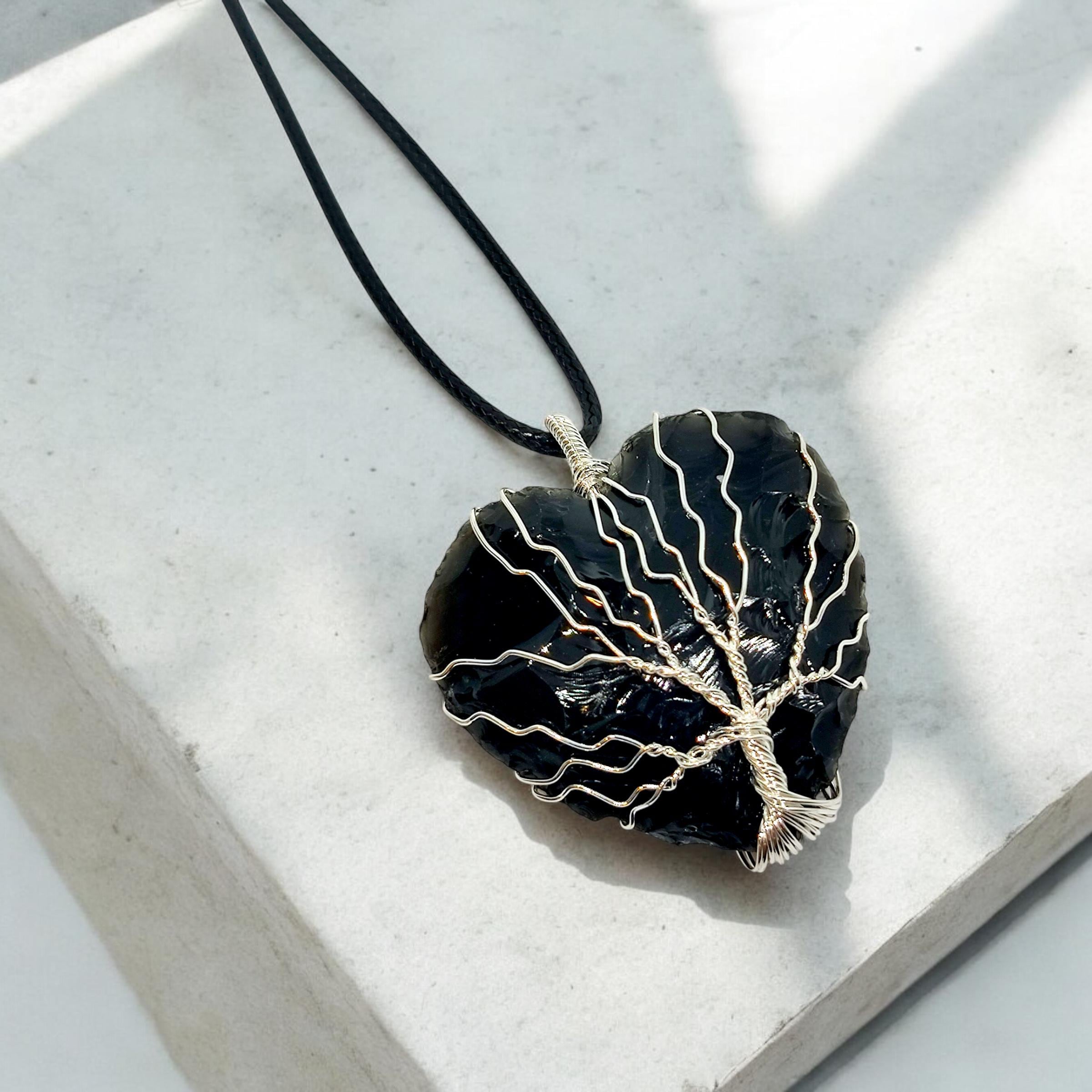 Ciondolo Cuore In Ossidiana Nera - Pietra Naturale 2x2cm, Con Occhiello Per Collane E Bracciali - Foto 11