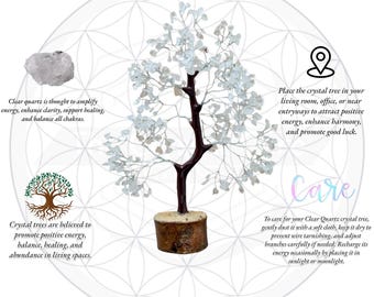Clear Quartz Crystal Bonsai Tree | Handcrafted Gemstone Tree of Life | Energy Amplifier and Clarity Decor | Meditation & Manifestation Gift